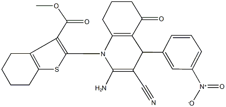 methyl 2-(2-amino-3-cyano-4-{3-nitrophenyl}-5-oxo-5,6,7,8-tetrahydro-1(4H)-quinolinyl)-4,5,6,7-tetrahydro-1-benzothiophene-3-carboxylate Structure