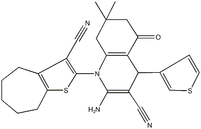 2-amino-1-(3-cyano-5,6,7,8-tetrahydro-4H-cyclohepta[b]thiophen-2-yl)-7,7-dimethyl-5-oxo-4-(3-thienyl)-1,4,5,6,7,8-hexahydro-3-quinolinecarbonitrile|