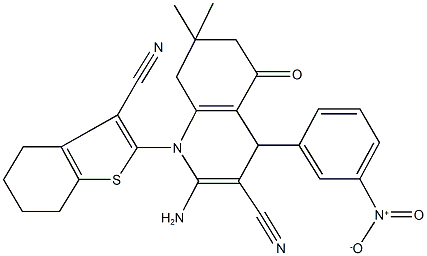 2-amino-1-(3-cyano-4,5,6,7-tetrahydro-1-benzothiophen-2-yl)-7,7-dimethyl-4-(3-nitrophenyl)-5-oxo-1,4,5,6,7,8-hexahydro-3-quinolinecarbonitrile|