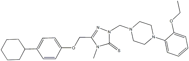 5-[(4-cyclohexylphenoxy)methyl]-2-{[4-(2-ethoxyphenyl)-1-piperazinyl]methyl}-4-methyl-2,4-dihydro-3H-1,2,4-triazole-3-thione 结构式
