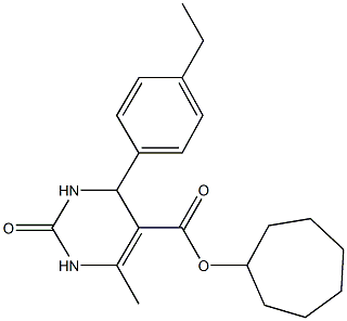 cycloheptyl 4-(4-ethylphenyl)-6-methyl-2-oxo-1,2,3,4-tetrahydro-5-pyrimidinecarboxylate Structure