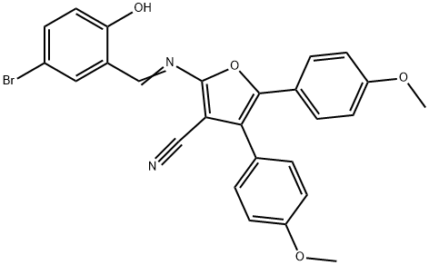 2-[(5-bromo-2-hydroxybenzylidene)amino]-4,5-bis(4-methoxyphenyl)-3-furonitrile Structure