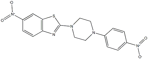 6-nitro-2-(4-{4-nitrophenyl}-1-piperazinyl)-1,3-benzothiazole,312285-33-9,结构式