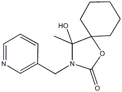 4-hydroxy-4-methyl-3-(3-pyridinylmethyl)-1-oxa-3-azaspiro[4.5]decan-2-one Struktur