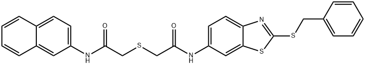 312285-46-4 2-[(2-{[2-(benzylsulfanyl)-1,3-benzothiazol-6-yl]amino}-2-oxoethyl)sulfanyl]-N-(2-naphthyl)acetamide