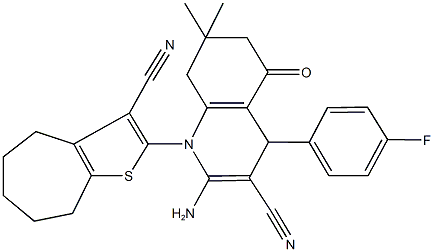 2-amino-1-(3-cyano-5,6,7,8-tetrahydro-4H-cyclohepta[b]thiophen-2-yl)-4-(4-fluorophenyl)-7,7-dimethyl-5-oxo-1,4,5,6,7,8-hexahydro-3-quinolinecarbonitrile|