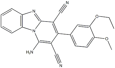 1-amino-3-(3-ethoxy-4-methoxyphenyl)pyrido[1,2-a]benzimidazole-2,4-dicarbonitrile 结构式