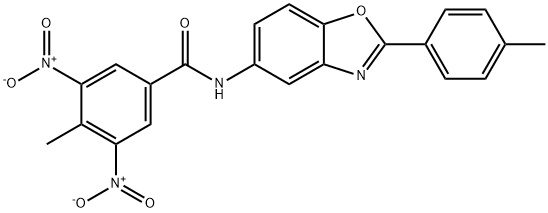 3,5-bisnitro-4-methyl-N-[2-(4-methylphenyl)-1,3-benzoxazol-5-yl]benzamide Structure