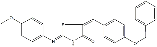 5-[4-(benzyloxy)benzylidene]-2-[(4-methoxyphenyl)imino]-1,3-thiazolidin-4-one 化学構造式