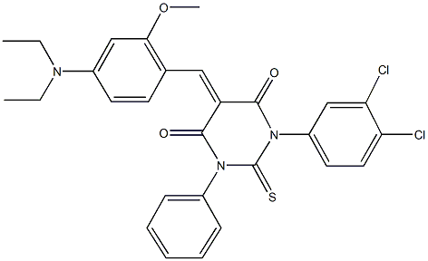 312291-12-6 1-(3,4-dichlorophenyl)-5-[4-(diethylamino)-2-methoxybenzylidene]-3-phenyl-2-thioxodihydro-4,6(1H,5H)-pyrimidinedione