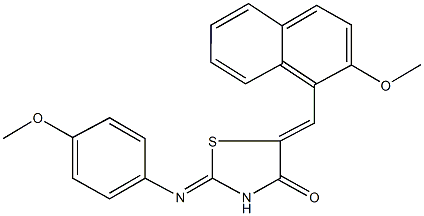 5-[(2-methoxy-1-naphthyl)methylene]-2-[(4-methoxyphenyl)imino]-1,3-thiazolidin-4-one Struktur