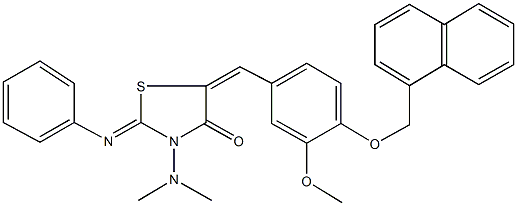 3-(dimethylamino)-5-[3-methoxy-4-(1-naphthylmethoxy)benzylidene]-2-(phenylimino)-1,3-thiazolidin-4-one,312291-45-5,结构式