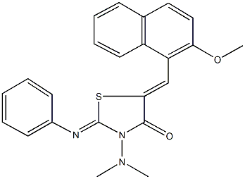 3-(dimethylamino)-5-[(2-methoxy-1-naphthyl)methylene]-2-(phenylimino)-1,3-thiazolidin-4-one 化学構造式