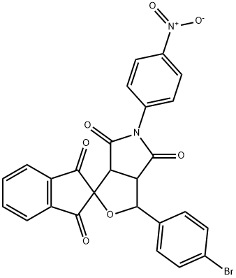 5-(4-nitrophenyl)-3-(4-bromophenyl)-1',3',4,6-tetraoxohexahydrospiro(1H-furo[3,4-c]pyrrole-1,2'-indane) 化学構造式