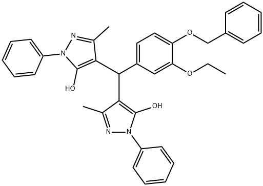 4-[{3-(ethyloxy)-4-[(phenylmethyl)oxy]phenyl}(5-hydroxy-3-methyl-1-phenyl-1H-pyrazol-4-yl)methyl]-3-methyl-1-phenyl-1H-pyrazol-5-ol|