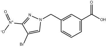 3-({4-bromo-3-nitro-1H-pyrazol-1-yl}methyl)benzoicacid Structure