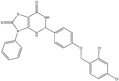 5-{4-[(2,4-dichlorobenzyl)oxy]phenyl}-3-phenyl-2-thioxo-2,3,5,6-tetrahydro[1,3]thiazolo[4,5-d]pyrimidin-7(4H)-one Structure