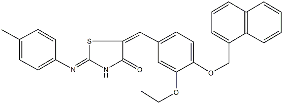 5-[3-ethoxy-4-(1-naphthylmethoxy)benzylidene]-2-[(4-methylphenyl)imino]-1,3-thiazolidin-4-one,312316-63-5,结构式