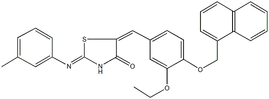 5-[3-ethoxy-4-(1-naphthylmethoxy)benzylidene]-2-[(3-methylphenyl)imino]-1,3-thiazolidin-4-one Structure