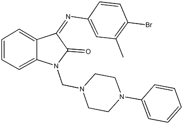 3-[(4-bromo-3-methylphenyl)imino]-1-[(4-phenyl-1-piperazinyl)methyl]-1,3-dihydro-2H-indol-2-one,312317-97-8,结构式