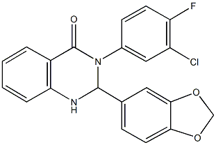 2-(1,3-benzodioxol-5-yl)-3-(3-chloro-4-fluorophenyl)-2,3-dihydro-4(1H)-quinazolinone Structure