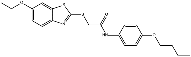 N-(4-butoxyphenyl)-2-[(6-ethoxy-1,3-benzothiazol-2-yl)sulfanyl]acetamide,312497-89-5,结构式