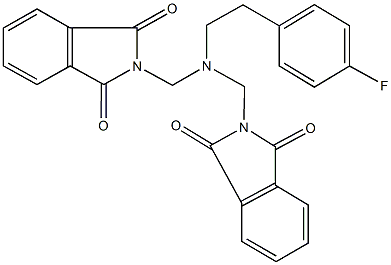 2-({[(1,3-dioxo-1,3-dihydro-2H-isoindol-2-yl)methyl][2-(4-fluorophenyl)ethyl]amino}methyl)-1H-isoindole-1,3(2H)-dione 化学構造式