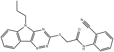 N-(2-cyanophenyl)-2-[(5-propyl-5H-[1,2,4]triazino[5,6-b]indol-3-yl)sulfanyl]acetamide Structure