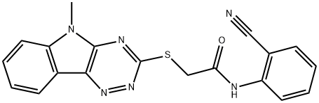 N-(2-cyanophenyl)-2-[(5-methyl-5H-[1,2,4]triazino[5,6-b]indol-3-yl)sulfanyl]acetamide Struktur