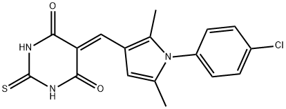 5-{[1-(4-chlorophenyl)-2,5-dimethyl-1H-pyrrol-3-yl]methylene}-2-thioxodihydro-4,6(1H,5H)-pyrimidinedione,312499-01-7,结构式