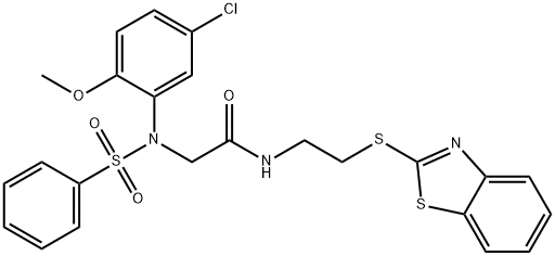 N-[2-(1,3-benzothiazol-2-ylsulfanyl)ethyl]-2-[5-chloro-2-methoxy(phenylsulfonyl)anilino]acetamide,312499-04-0,结构式