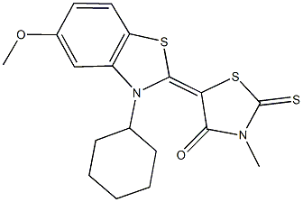 5-(3-cyclohexyl-5-methoxy-1,3-benzothiazol-2(3H)-ylidene)-3-methyl-2-thioxo-1,3-thiazolidin-4-one Struktur