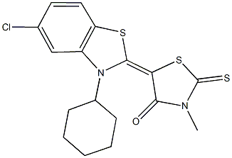 5-(5-chloro-3-cyclohexyl-1,3-benzothiazol-2(3H)-ylidene)-3-methyl-2-thioxo-1,3-thiazolidin-4-one Structure