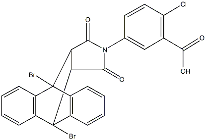 2-chloro-5-(1,8-dibromo-16,18-dioxo-17-azapentacyclo[6.6.5.0~2,7~.0~9,14~.0~15,19~]nonadeca-2,4,6,9,11,13-hexaen-17-yl)benzoic acid 结构式