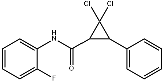 2,2-dichloro-N-(2-fluorophenyl)-3-phenylcyclopropanecarboxamide 化学構造式