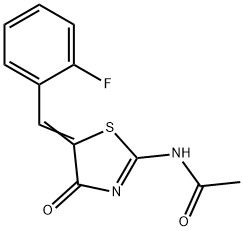 N-[5-(2-fluorobenzylidene)-4-oxo-1,3-thiazolidin-2-ylidene]acetamide Structure