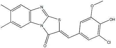 2-(3-chloro-4-hydroxy-5-methoxybenzylidene)-6,7-dimethyl[1,3]thiazolo[3,2-a]benzimidazol-3(2H)-one Structure