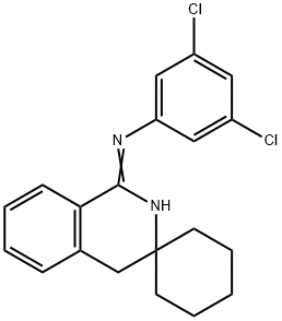 3,5-dichloro-N-[3,4-dihydrospiro(isoquinoline-3,1'-cyclohexane)-1(2H)-ylidene]aniline 化学構造式