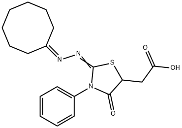 [2-(cyclooctylidenehydrazono)-4-oxo-3-phenyl-1,3-thiazolidin-5-yl]acetic acid,312502-20-8,结构式