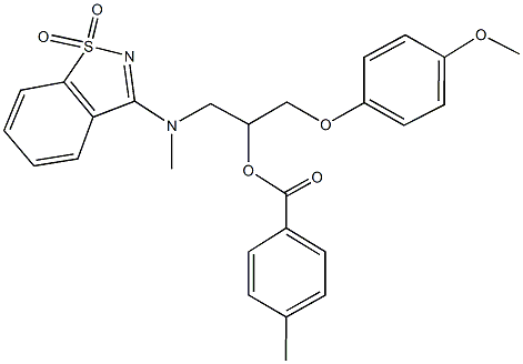 2-[(1,1-dioxido-1,2-benzisothiazol-3-yl)(methyl)amino]-1-[(4-methoxyphenoxy)methyl]ethyl 4-methylbenzoate 化学構造式
