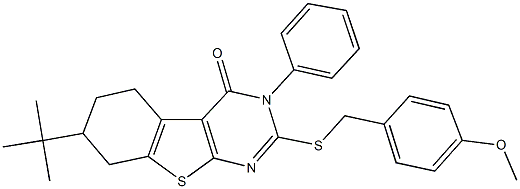 312503-01-8 7-tert-butyl-2-[(4-methoxybenzyl)sulfanyl]-3-phenyl-5,6,7,8-tetrahydro[1]benzothieno[2,3-d]pyrimidin-4(3H)-one