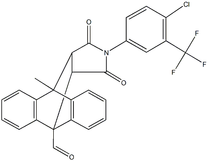 17-[4-chloro-3-(trifluoromethyl)phenyl]-8-methyl-16,18-dioxo-17-azapentacyclo[6.6.5.0~2,7~.0~9,14~.0~15,19~]nonadeca-2,4,6,9,11,13-hexaene-1-carbaldehyde 结构式