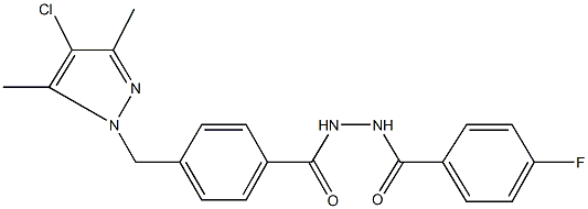 4-[(4-chloro-3,5-dimethyl-1H-pyrazol-1-yl)methyl]-N'-(4-fluorobenzoyl)benzohydrazide Struktur