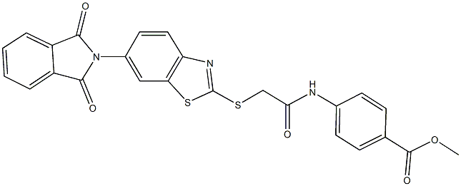 methyl 4-[({[6-(1,3-dioxo-1,3-dihydro-2H-isoindol-2-yl)-1,3-benzothiazol-2-yl]sulfanyl}acetyl)amino]benzoate 化学構造式