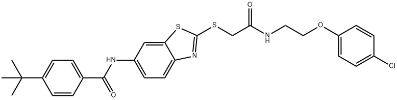 4-tert-butyl-N-{2-[(2-{[2-(4-chlorophenoxy)ethyl]amino}-2-oxoethyl)sulfanyl]-1,3-benzothiazol-6-yl}benzamide Structure