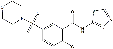 2-chloro-5-(4-morpholinylsulfonyl)-N-(1,3,4-thiadiazol-2-yl)benzamide,312504-72-6,结构式