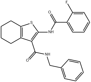 N-benzyl-2-[(2-fluorobenzoyl)amino]-4,5,6,7-tetrahydro-1-benzothiophene-3-carboxamide Struktur