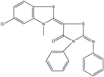 5-(5-chloro-3-methyl-1,3-benzothiazol-2(3H)-ylidene)-3-phenyl-2-(phenylimino)-1,3-thiazolidin-4-one,312505-71-8,结构式