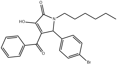 4-benzoyl-5-(4-bromophenyl)-1-hexyl-3-hydroxy-1,5-dihydro-2H-pyrrol-2-one Struktur
