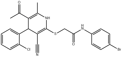 2-{[5-acetyl-4-(2-chlorophenyl)-3-cyano-6-methyl-1,4-dihydro-2-pyridinyl]sulfanyl}-N-(4-bromophenyl)acetamide,312508-03-5,结构式